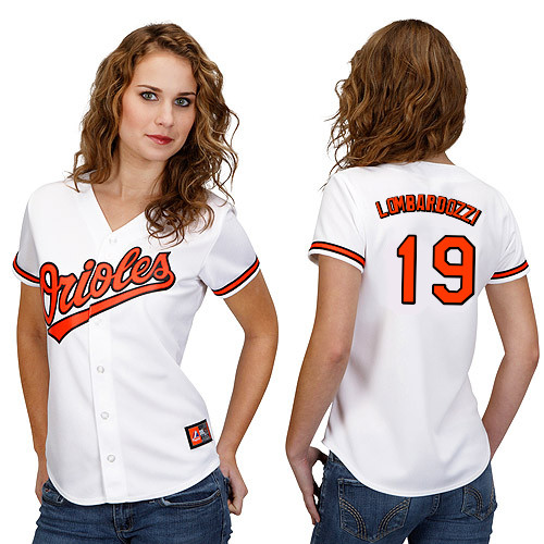 Steve Lombardozzi #19 mlb Jersey-Baltimore Orioles Women's Authentic Home White Cool Base Baseball Jersey